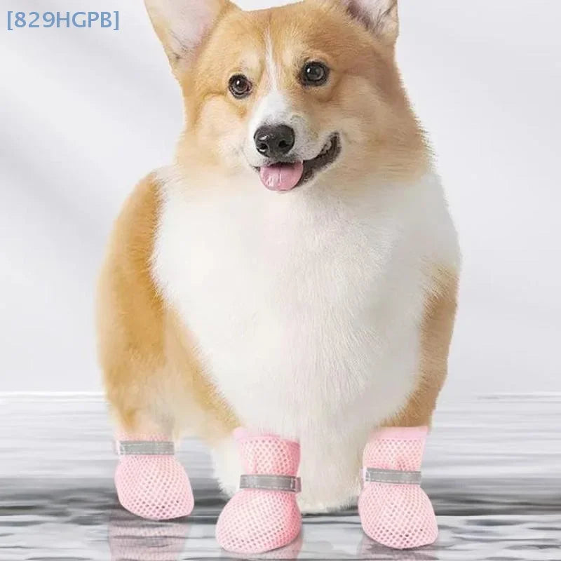 4pc, Dog Shoes Non-slip Breathable Wear-resistant Dog Boots Suitable For Small Medium Sized Pets Puppy Protective Footwear.
