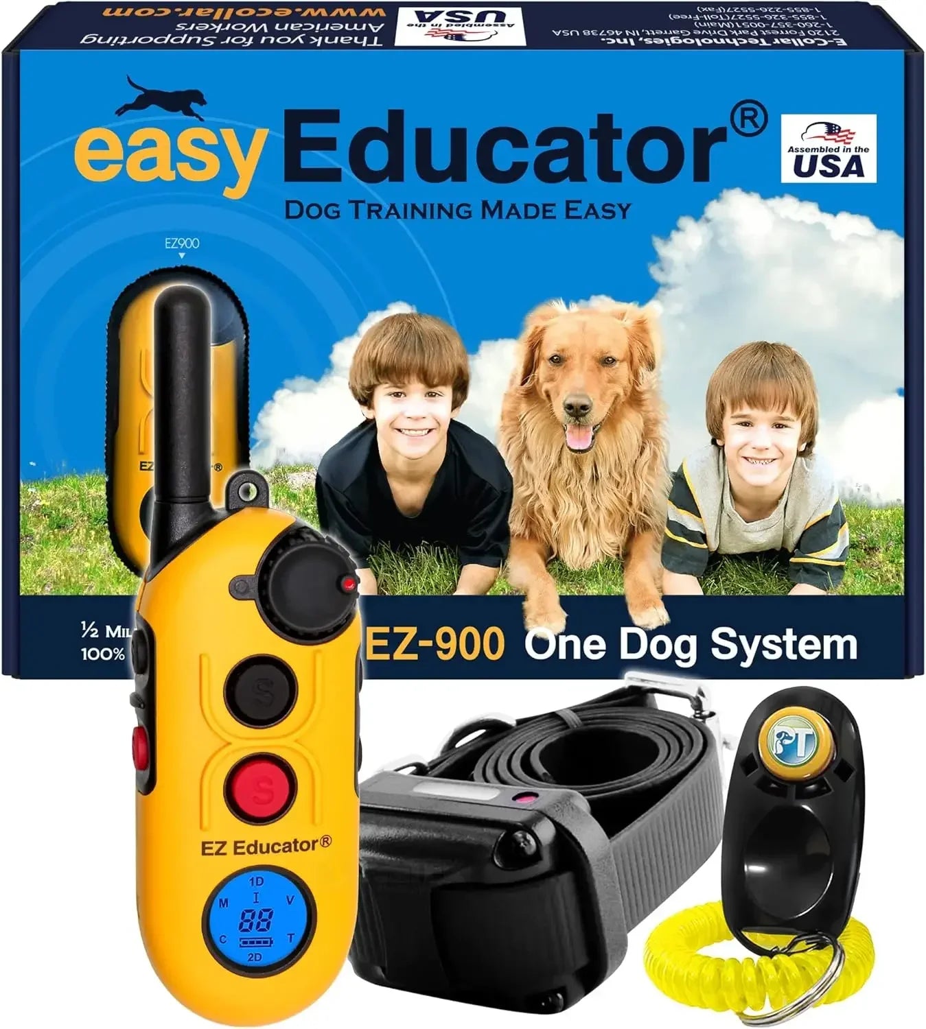 EZ-900 E Collar for Dog Training with Remote - 1/2 Mile Range, Waterproof, 256 Blunt Stimulation Levels, Tone or Vibration Mode,