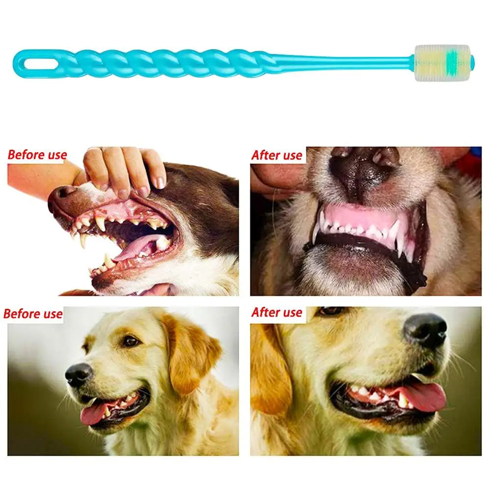 4 Pcs 360-Degree Small Dog and Cat Soft Toothbrush Silicone Deep Pet Teeth Cleaning Kit