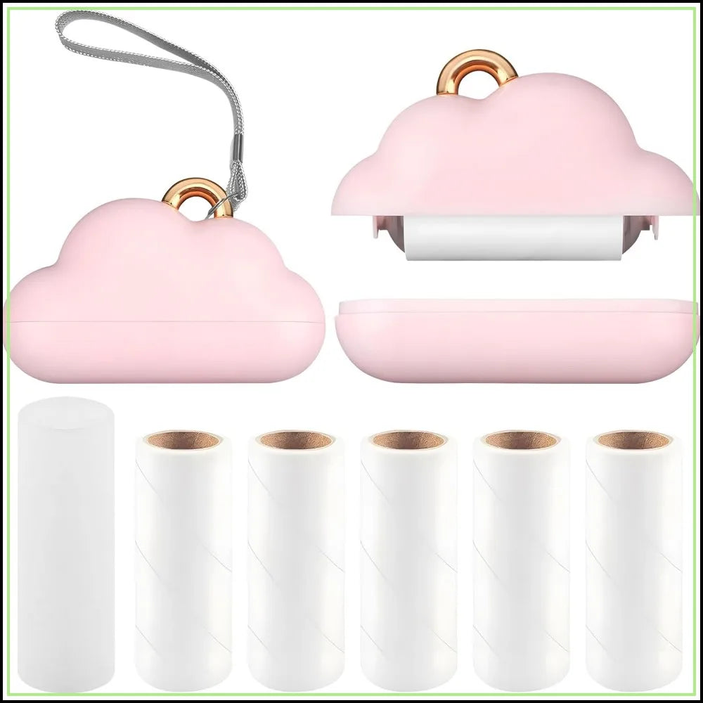 Mini Reusable Lint Roller, Travel Lint Brush with 1 Washable Core & 150 Sheets, Removes Pet Hair & Lint from Clothes, Pink