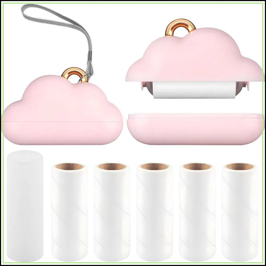 Mini Reusable Lint Roller, Travel Lint Brush with 1 Washable Core & 150 Sheets, Removes Pet Hair & Lint from Clothes, Pink