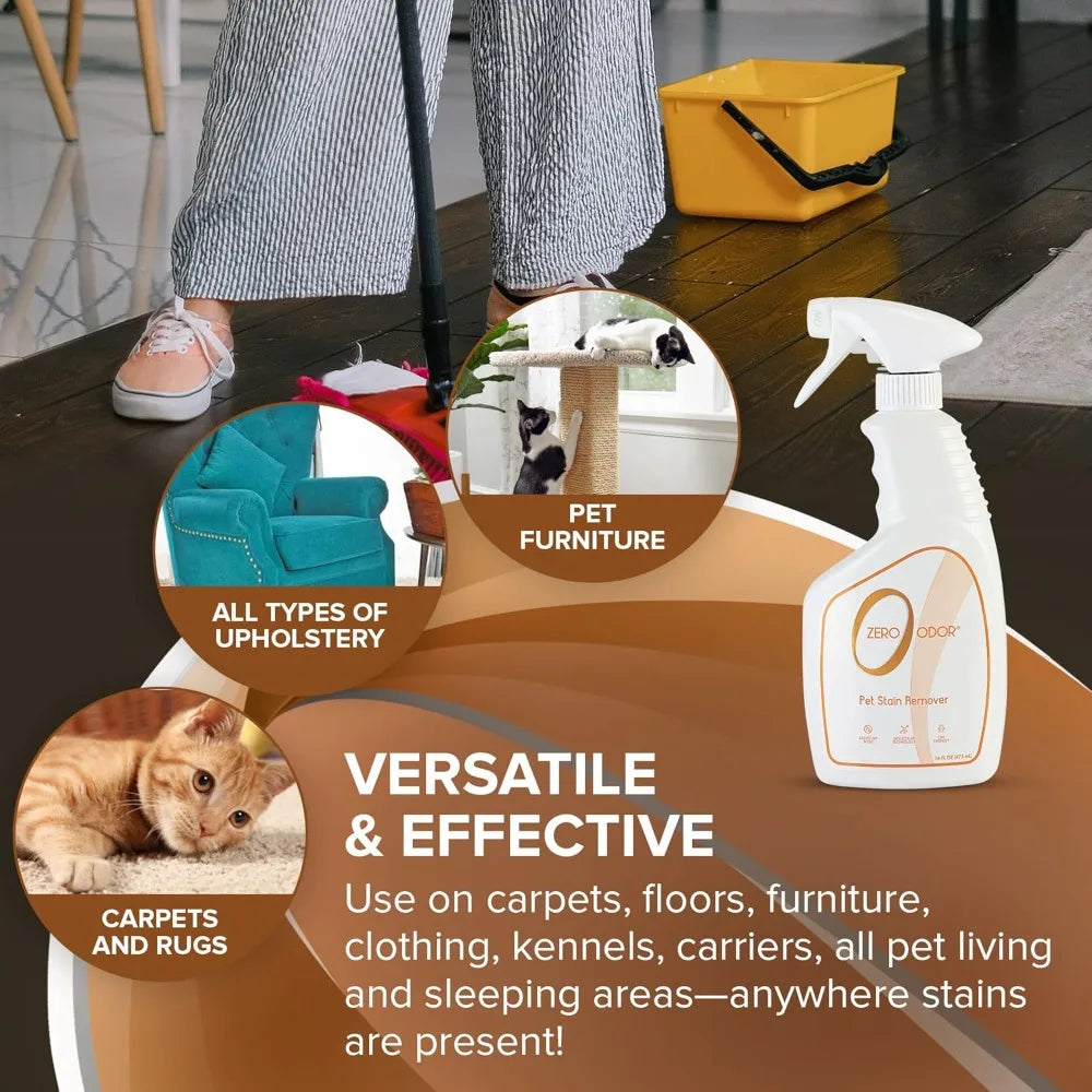 Pet Stain & Odor Eliminator - Permanently Removes Stains & Odors with Patented Tech - Best for Carpet, Furniture, Floors, Pet Bed - 16oz (400+ Sprays)