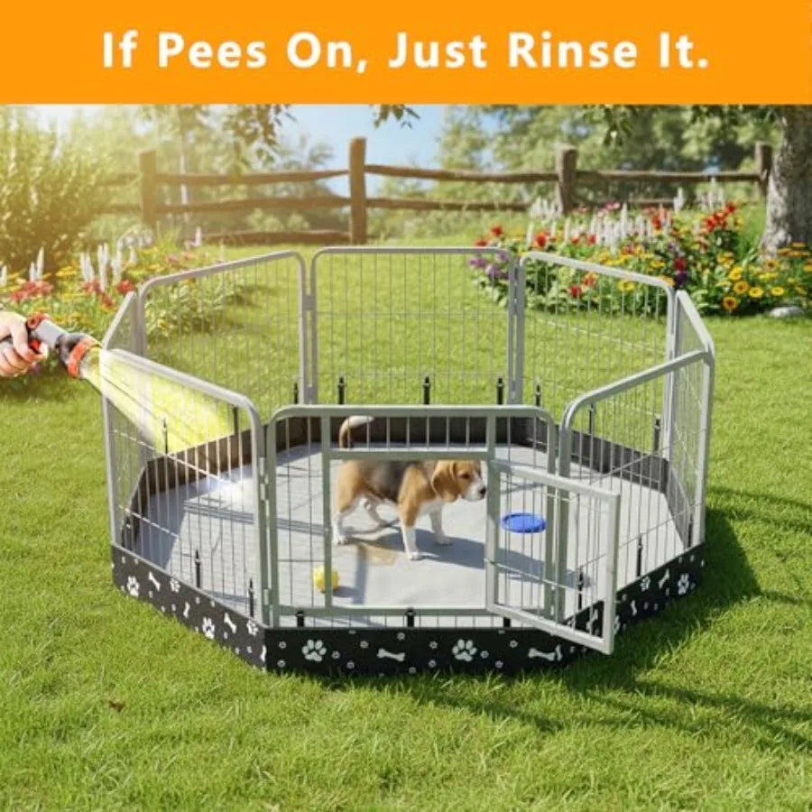 Dog Playpen Bottom Pad Fits for 24 Inch 8 Panels Metal Exercise Pet Playpen, Dog Crate Pad Puppy Playpen Pad, Elastic Band Conn