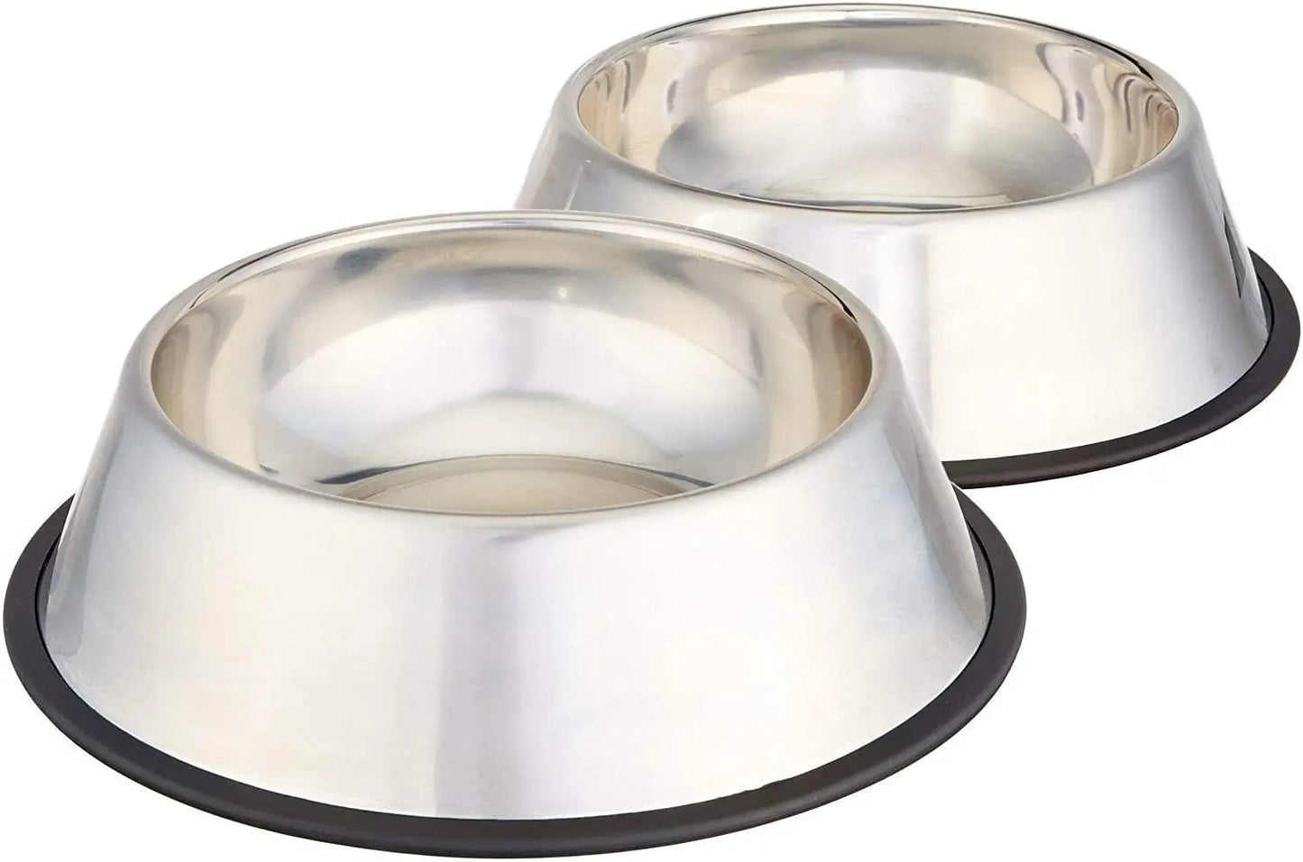 Basics Stainless Steel Non-Skid Dog Water And Food Bowls, Dishwasher Safe, Rust Resistant, 38oz Capacity, 10 x 2.8 Inches, 2-Pac