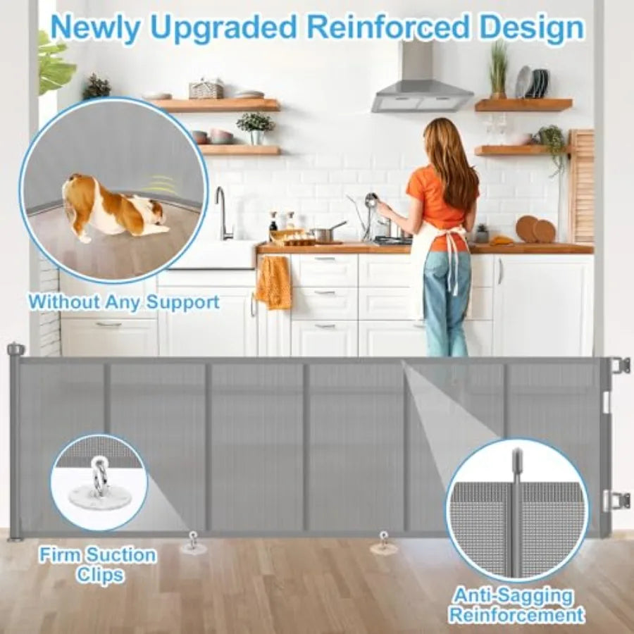 Upgrade 120 inch Retractable Baby Gates Extra Wide Baby Gate for Large Opening Extra Long Mesh Gate for or Pet Dog Gate Child S