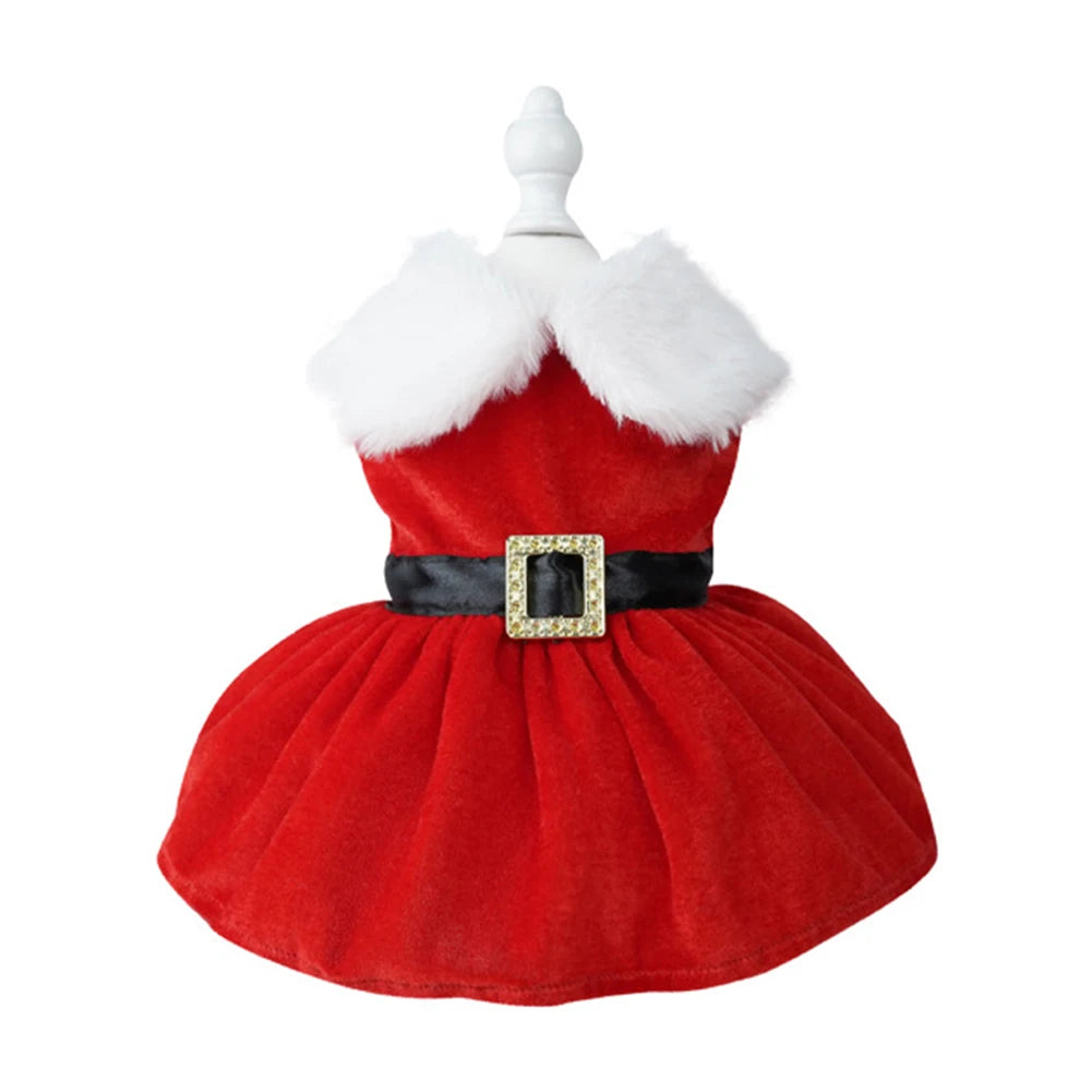 Cats Dog Red Dress Soft Dog Girls Winter Clothes Comfortable Small Pet Red Skirt Suit Easy To Clean Christmas Dress Up Supplies