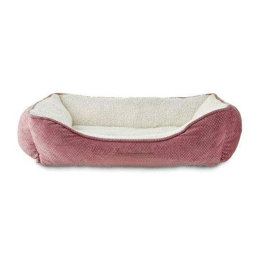 Premium Plush Cuddler Pet Bed for Dogs & Cats, Machine Washable, Pink & White