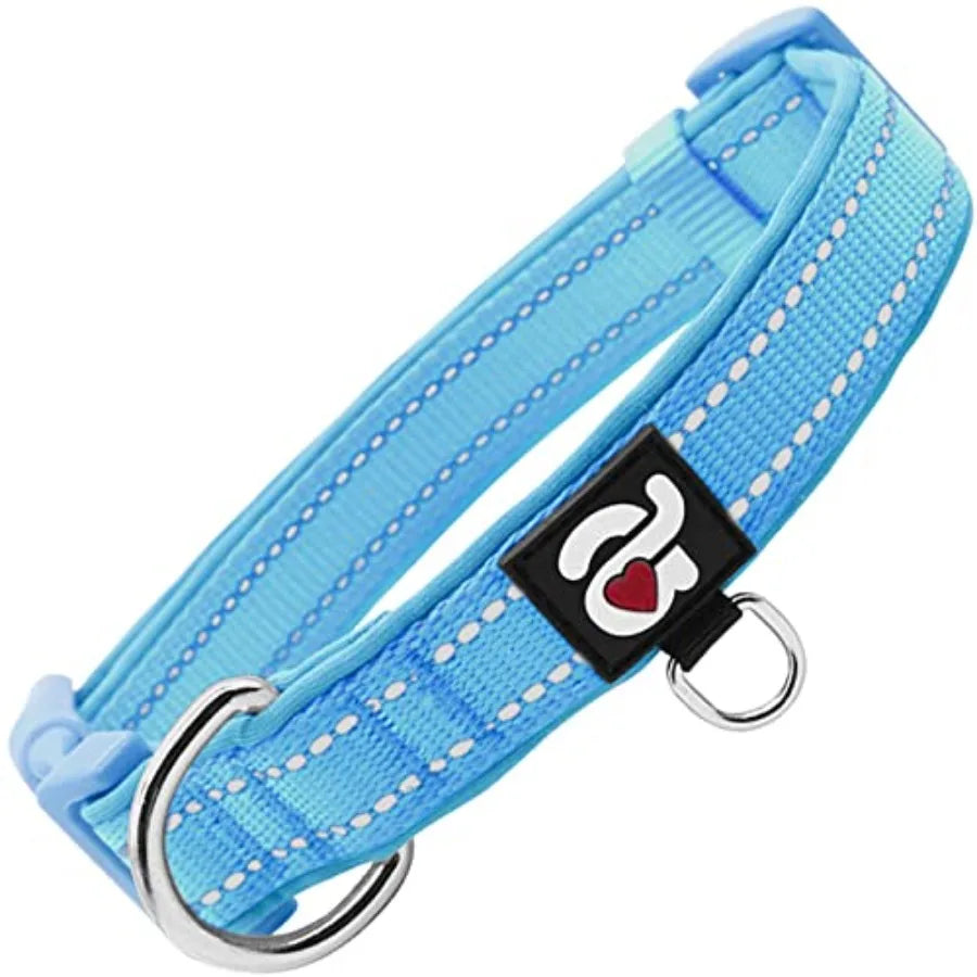 Reflective Dog Collar, Soft Neoprene Padded Pet Collar with ID Tag Ring, Adjustable for Small Dogs,,S