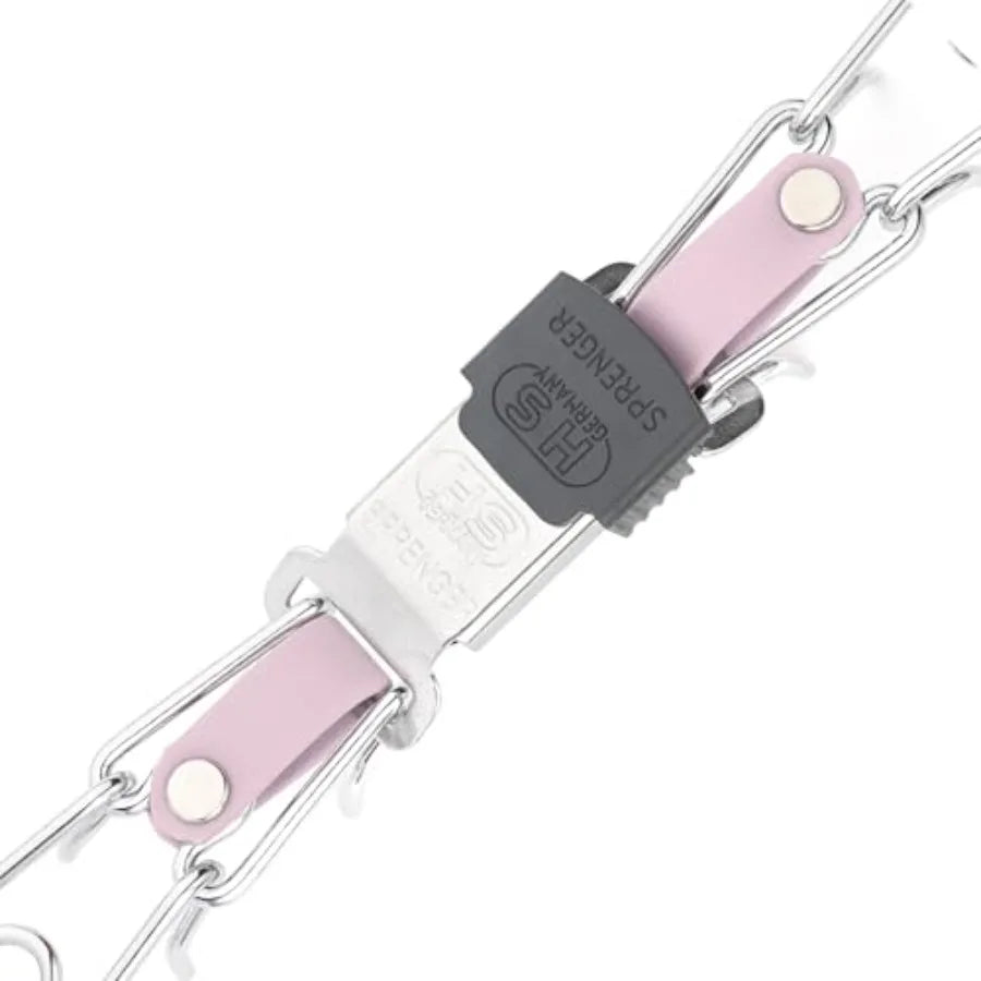 Training collar for dogs, chrome plated steel with Pastel Purple Biothane insert, quick release ClicLock buckle and O-ring, 22i
