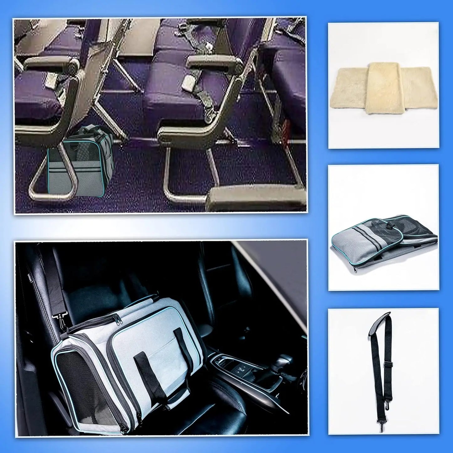 Expandable Soft-Sided Pet Carrier for Cats and Small Dogs, Airline Approved with Removable Pad and Pockets