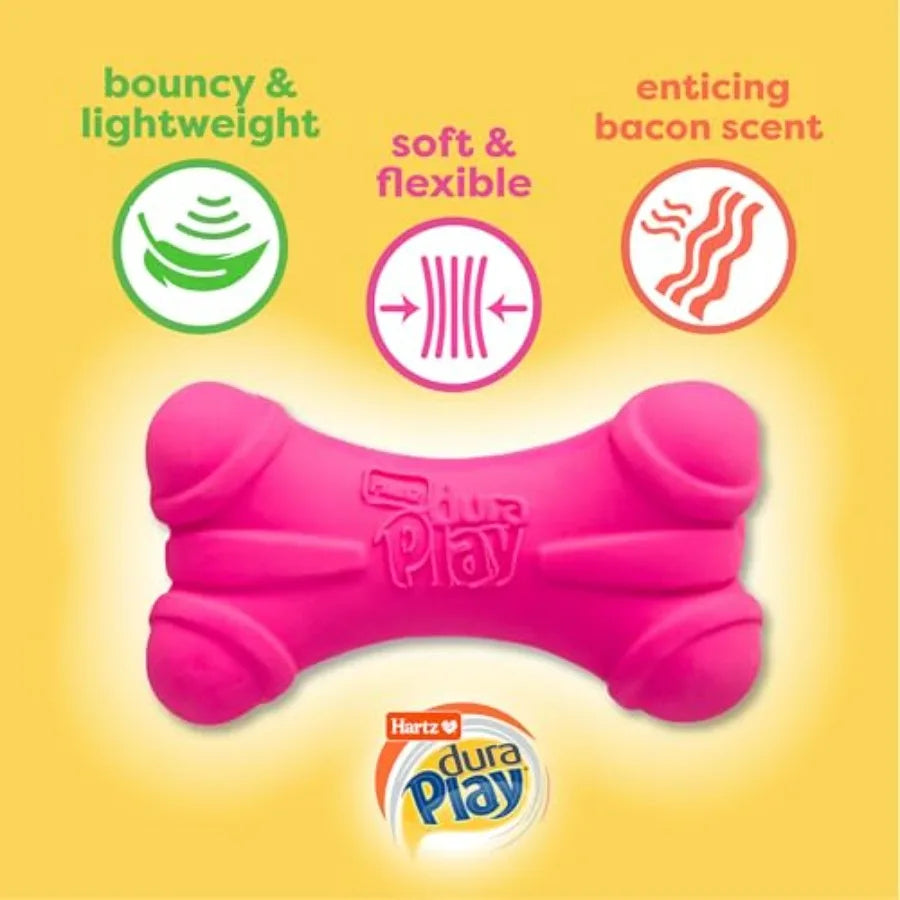 DuraPlay Bone Squeaky Latex Dog Toy for Medium Breeds, 3 Pack