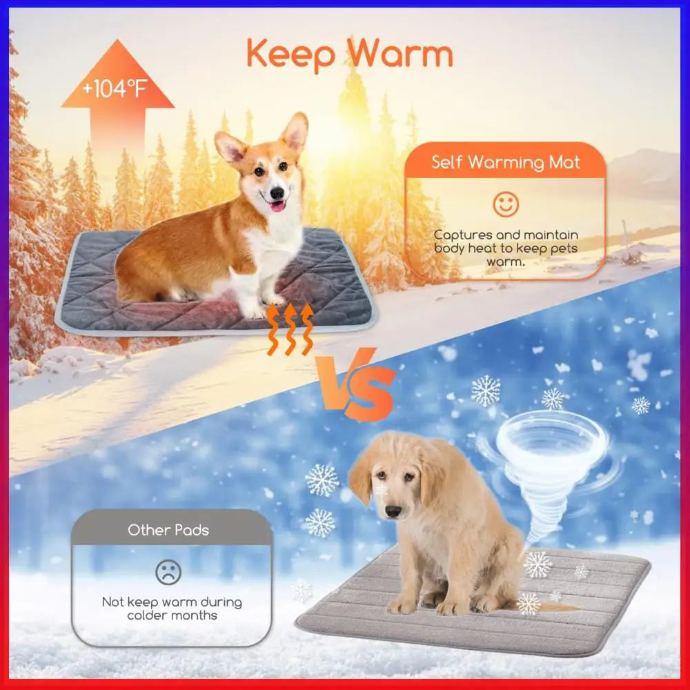 Winter Soft Thermal Pet Pad with Non-Slip Bottom Washable Non Electric Pet Blanket for Outdoor and Indoor Kittens Puppy