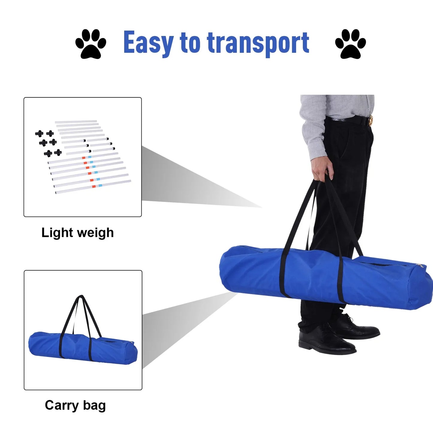 Dog Weave Pole Set Agility Starter Kit Pet Outdoor Exercise Training Set