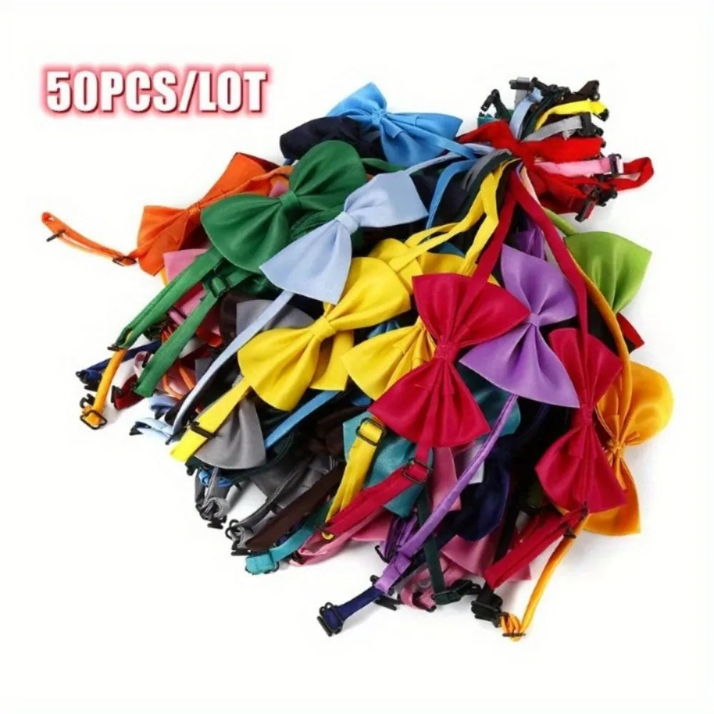 50 Pcs Dog Bow Ties Collar Christmas Adjustable Pet Bowtie Cat Neckties Bulk for Small Medium Puppy Cats Grooming Accessories