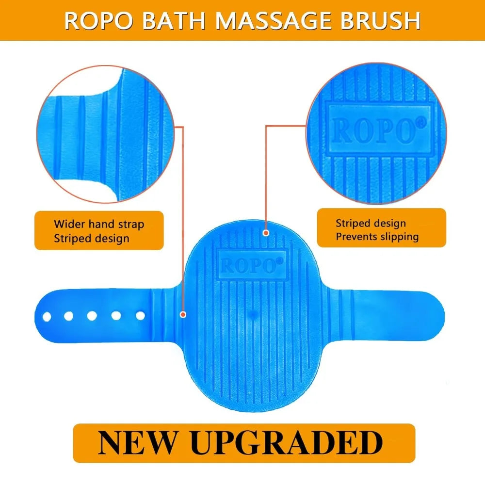Dog Bath Brush, Shampoo Brush with Adjustable Ring Handle, Long Bristles, Anti-Slip Back & Strap, Pet Grooming Brush for Dogs & Cats 2pcs