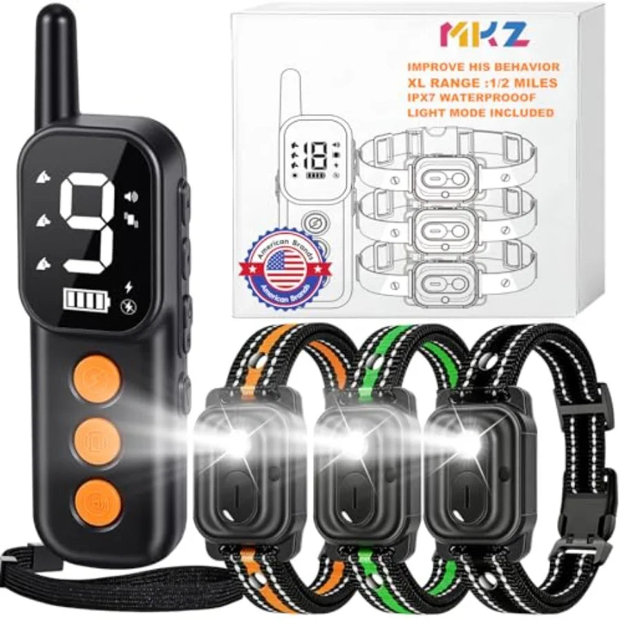 Dog Training Collar for Outdoor Use, Silicone Material, Black Color, 3300FT Remote Range with IPX7 Waterproof and Rechargeable
