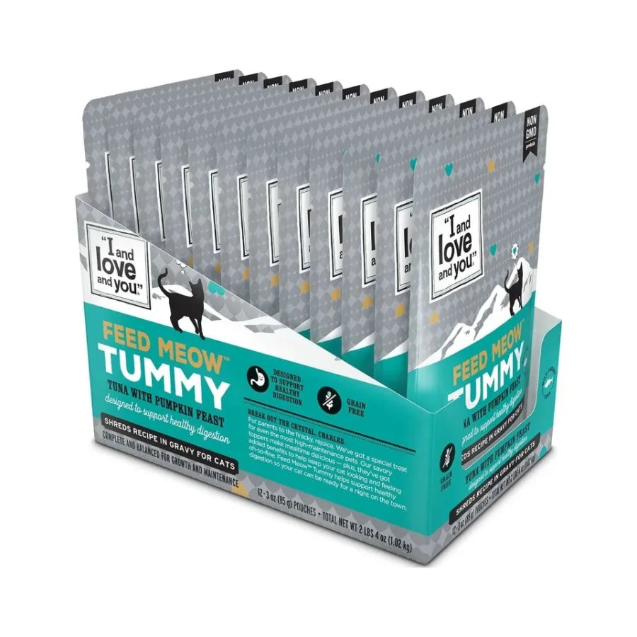 "" Feed Meow Wet Cat Food, Tummy Formula with Tuna and Pumpkin, 3oz Pouches, 12 Pack