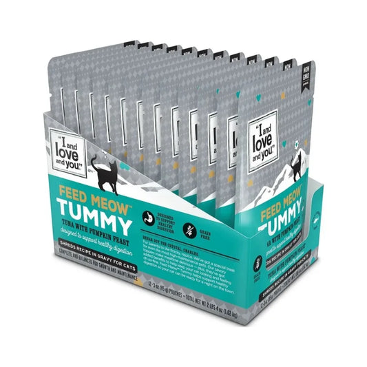 "" Feed Meow Wet Cat Food, Tummy Formula with Tuna and Pumpkin, 3oz Pouches, 12 Pack