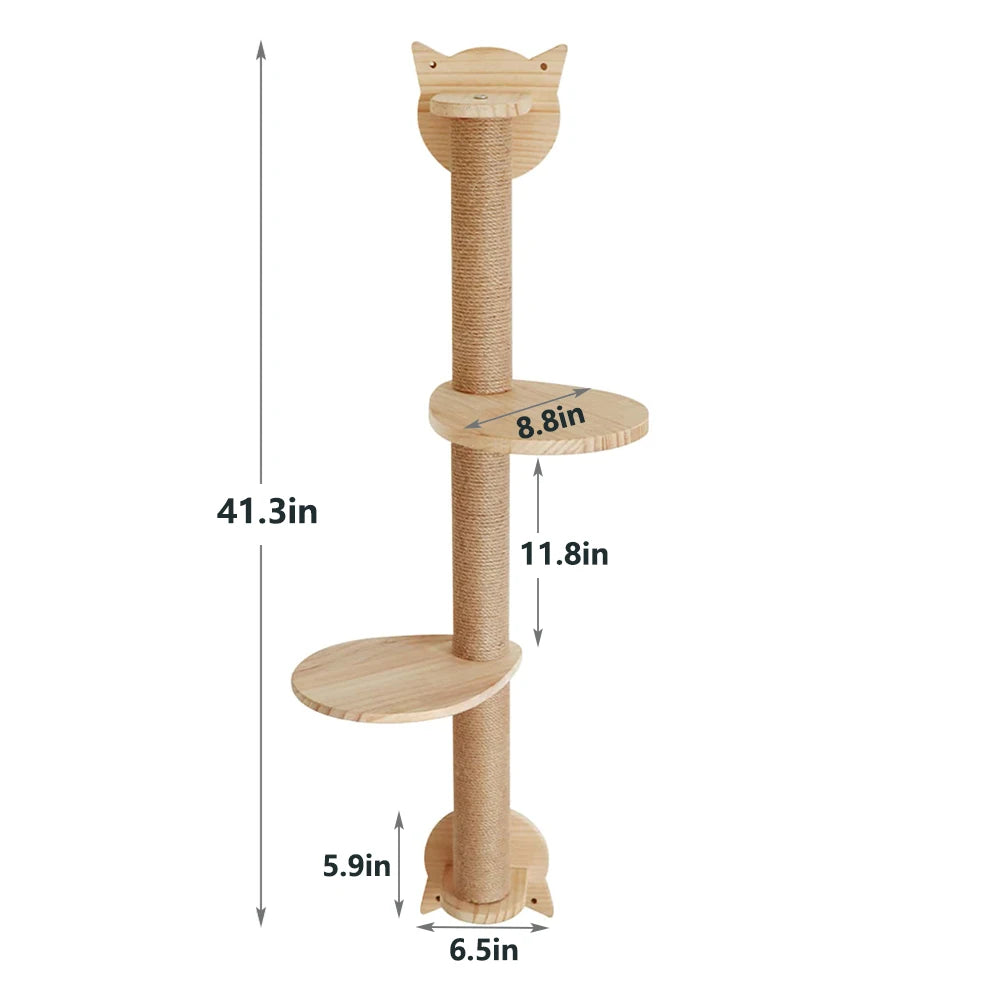 Cat Climbing Shelf Wall Mounted Four Step Stairway With Sisal Scratching Post For Cats Tree Tower Platform Jumping Pet Furniture