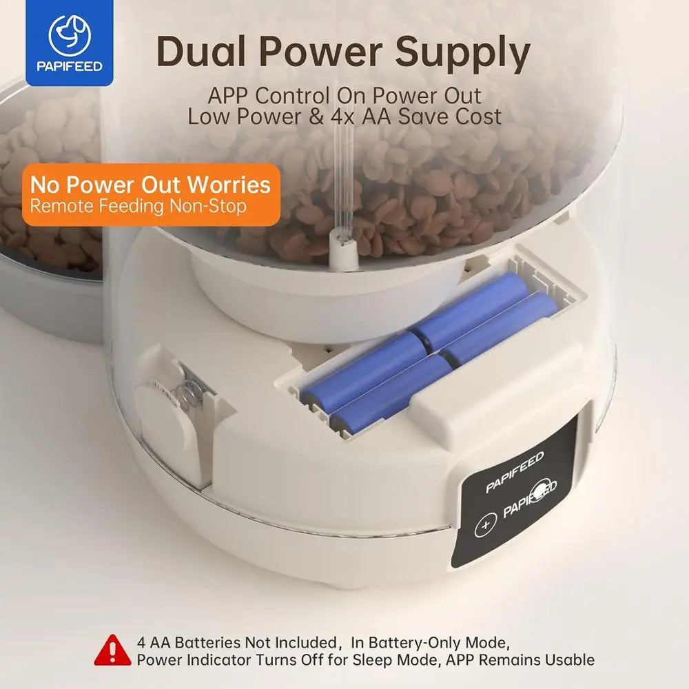 Automatic Cat Feeder with App, 2.4G WiFi Cat Food Dispenser, 3L Timed Cat Feeders for Dry Food, Slow Feeding, Dual Power Supply