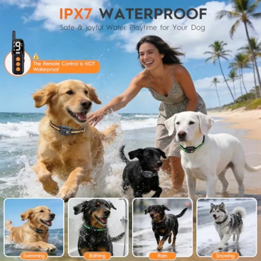 Dog Training Collar for Outdoor Use, Silicone Material, Black Color, 3300FT Remote Range with IPX7 Waterproof and Rechargeable