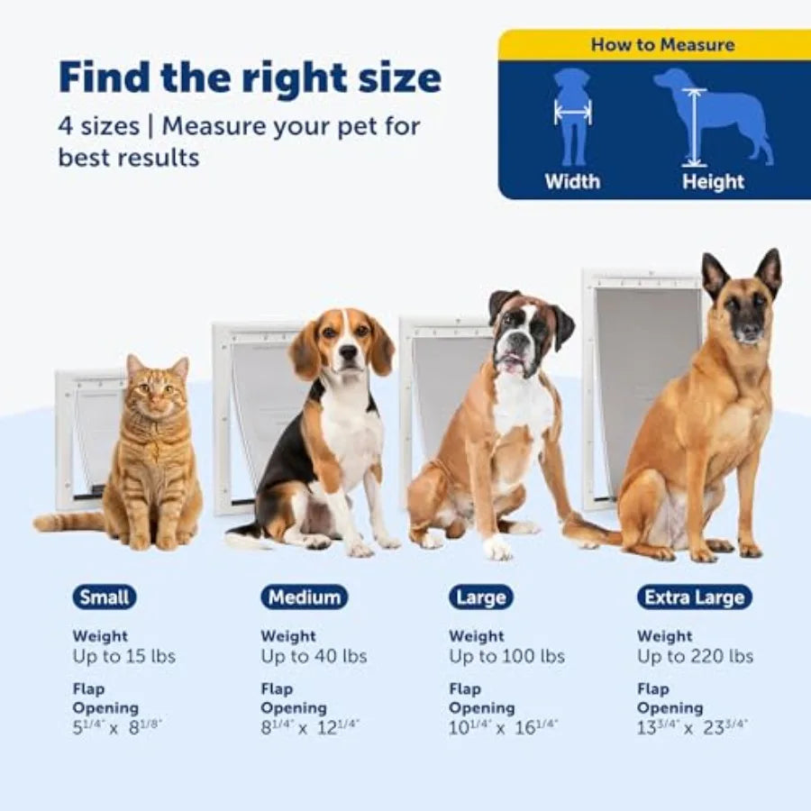 NEVER RUST Dog and Cat Door For Pets Up To 100 lb Paintable Easy DIY Installation Closing Panel Included Install in Interior an