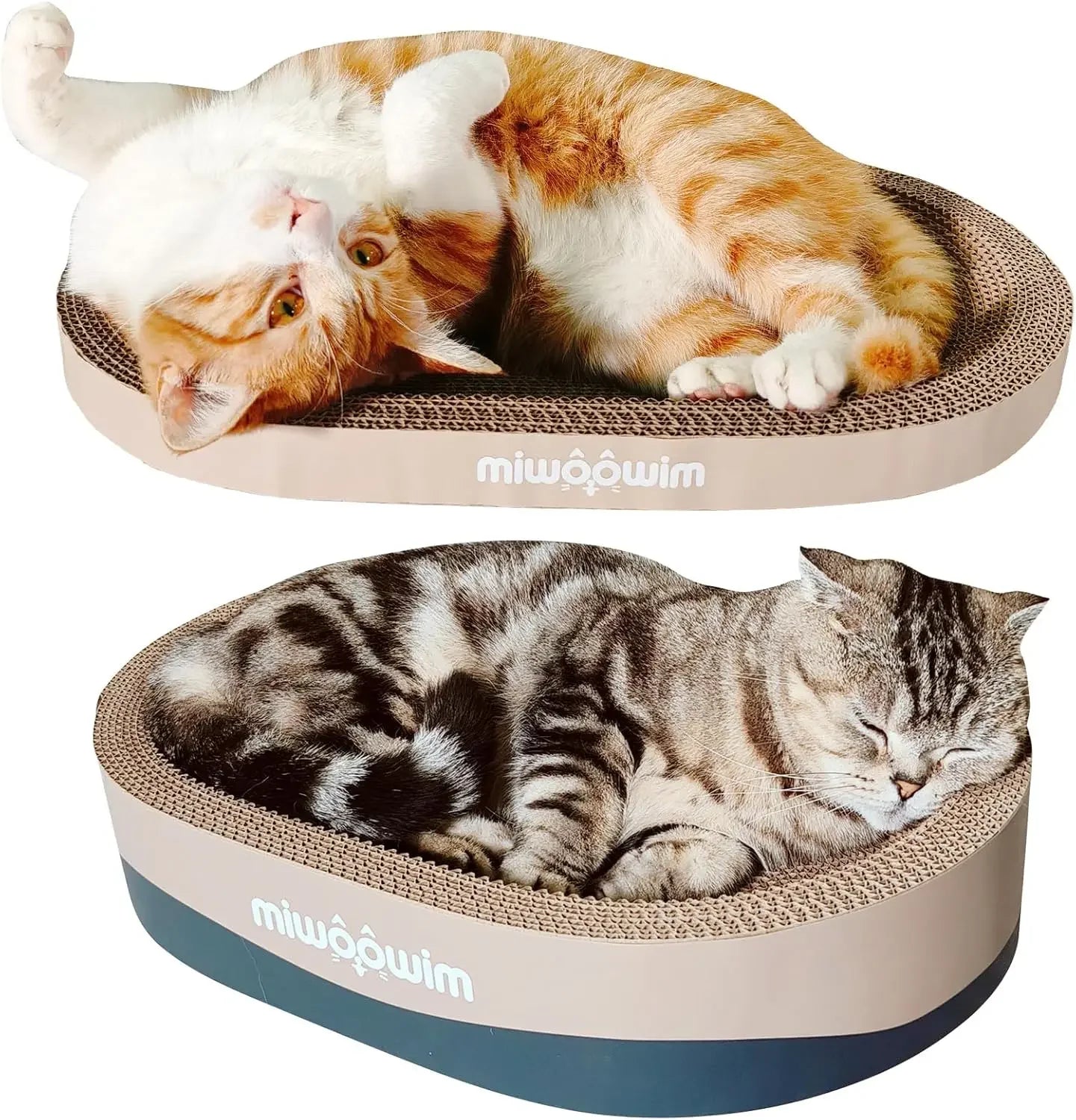 3PCS Cat Scratcher Cardboard, Oval Cat Scratch Pad Bowl Nest for Indoor Cats, Round Cat Scratching Board Corrugated Lounge Bed, Furniture Protector for Couch