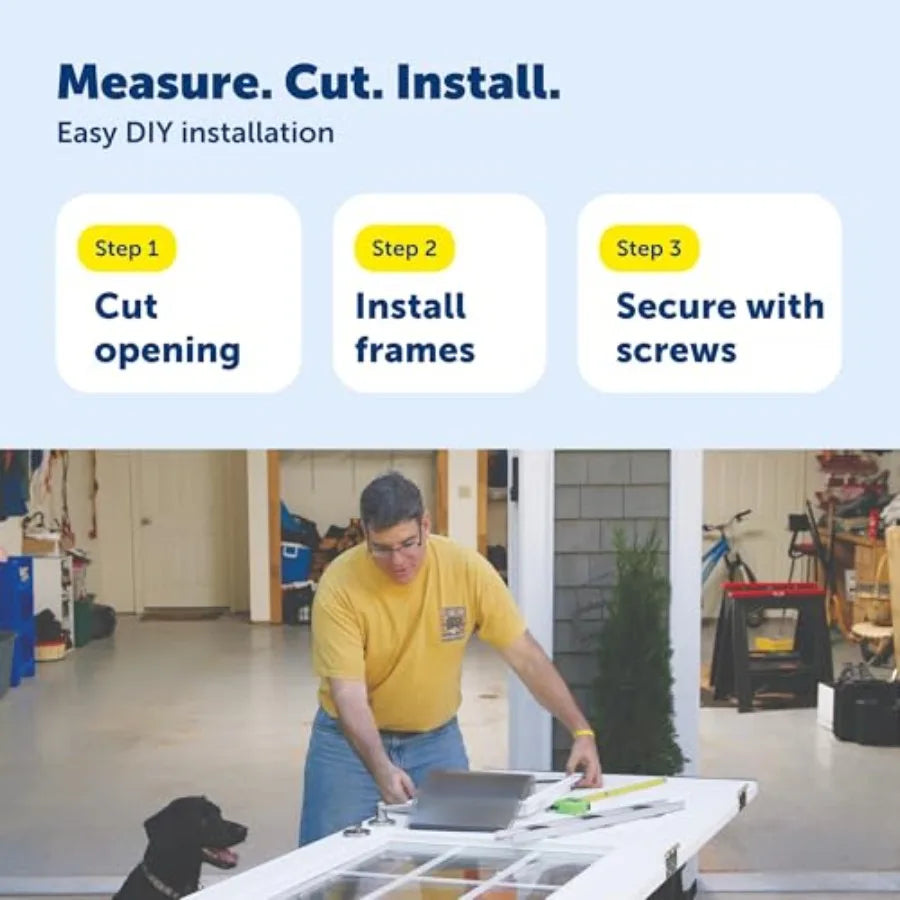 NEVER RUST Dog and Cat Door For Pets Up To 100 lb Paintable Easy DIY Installation Closing Panel Included Install in Interior an