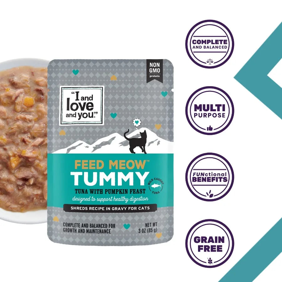 "" Feed Meow Wet Cat Food, Tummy Formula with Tuna and Pumpkin, 3oz Pouches, 12 Pack
