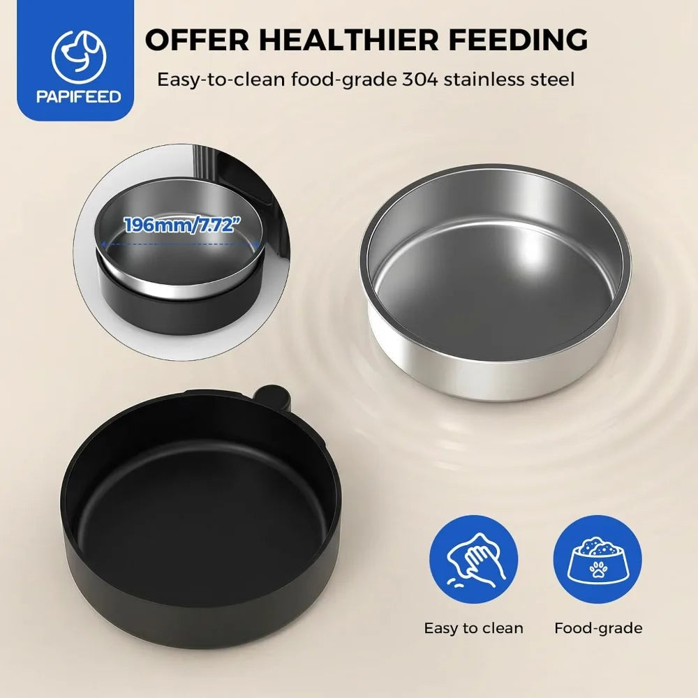 WiFi Automatic Pet Feeder, App Controlled 3L Dry Food Dispenser, Slow Feeder, 10 Meals Daily 6 Portions Per Meal, Dual Power Supply for Dogs & Cats