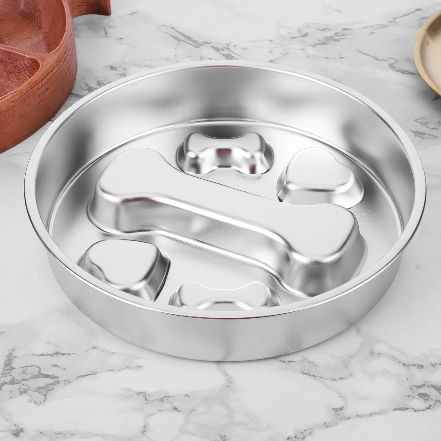 304 Stainless Steel Slow Feeder Dog Bowls with Non-Slip Mat Dog Wat Anti-Choking Dog Water Bowl for Small & Medium Dogs