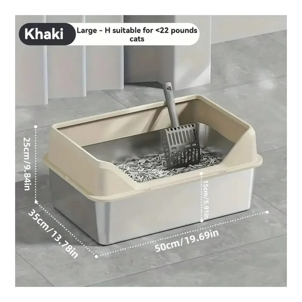 Cat Litter Box Litter Box Cat AccessoriesSteel Cat Litter Box, Large Metal Trash Bin For Cats And Rabbits, Never Absorbing Odors
