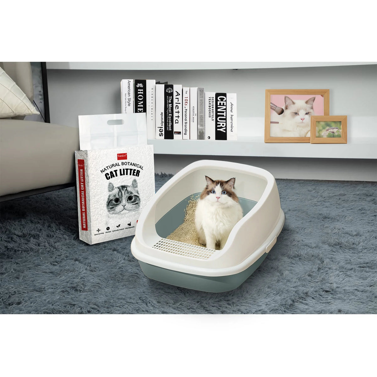 Sumlov 33lbs Tofu Cat Litter Natural Botanical Dust-Free Flushable Quick Clumping Odor Control Light Scent Environmental