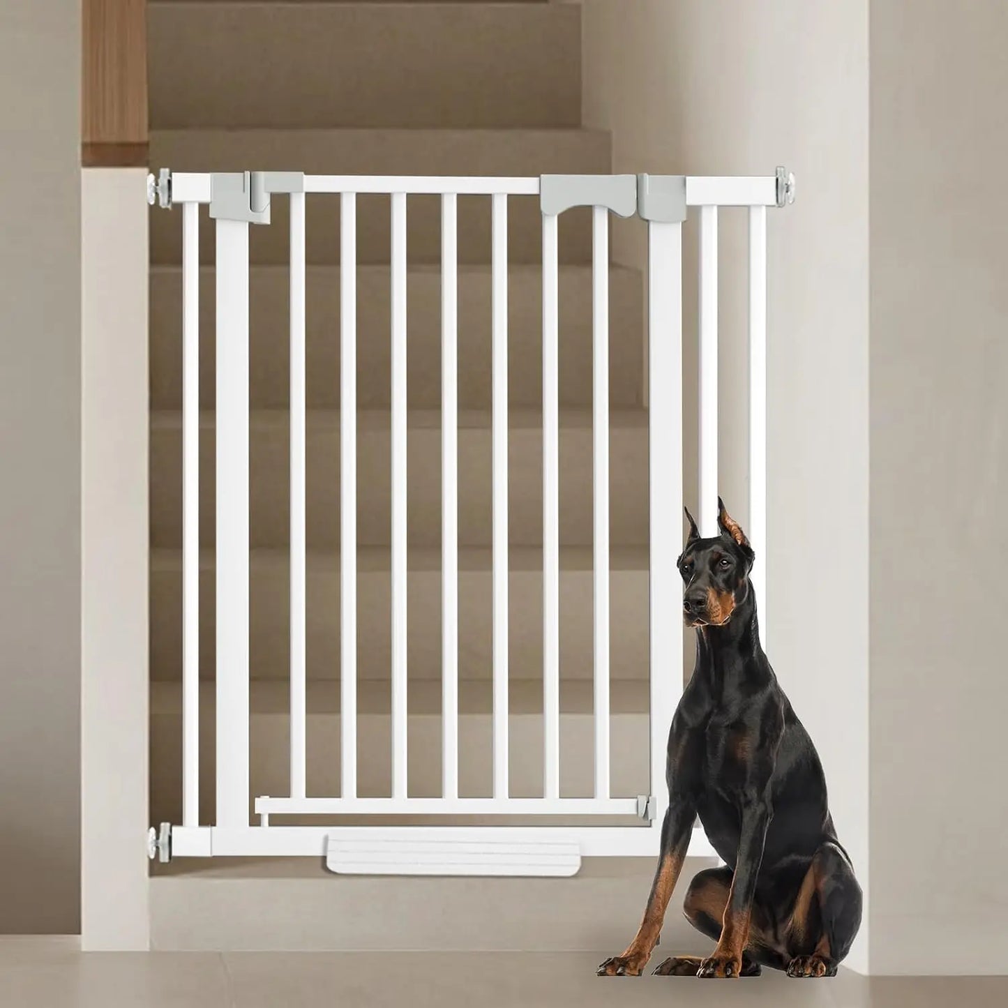 41" Extra Tall Baby Gate for Large Dogs, 30-40.9" Wide, Pressure Mounted, No Tools Needed, White