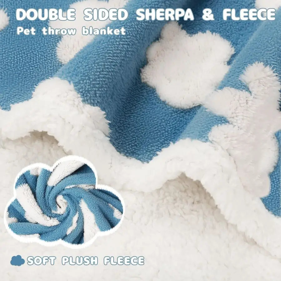 Waterproof Pet Blanket for Medium Large Dogs Washable Fluffy Thick Jacquard Shag Fleece Warm Sherpa 3D Textured Flower Print for