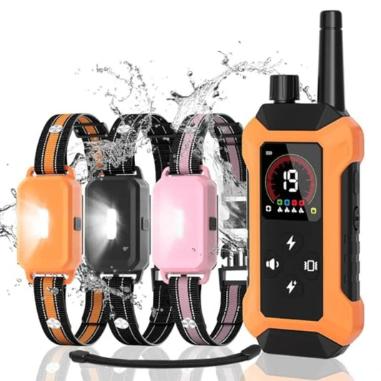 Dog training collar with remote control for 5150 lbs dogs, waterproof 4400FT range, 3-pack rechargeable e-collar with light, 5