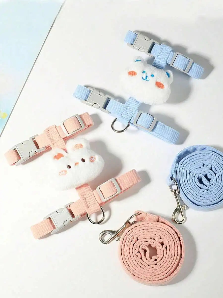 Cute Floral Design Cat Harness With Leash, Comfortable & Lightweight, Escape-Proof Pet Harness Set