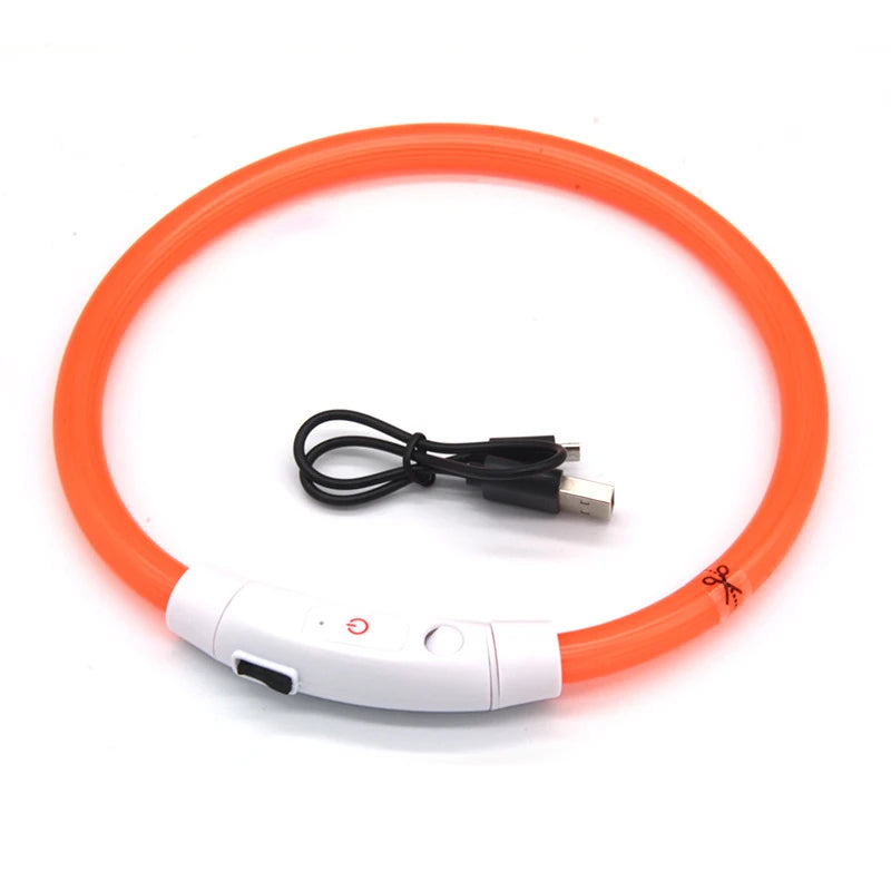 USB Rechargeable LED Fiber Optic Collar for Pets Luminous Anti-Lost Dog Accessory Outdoor Light Collar
