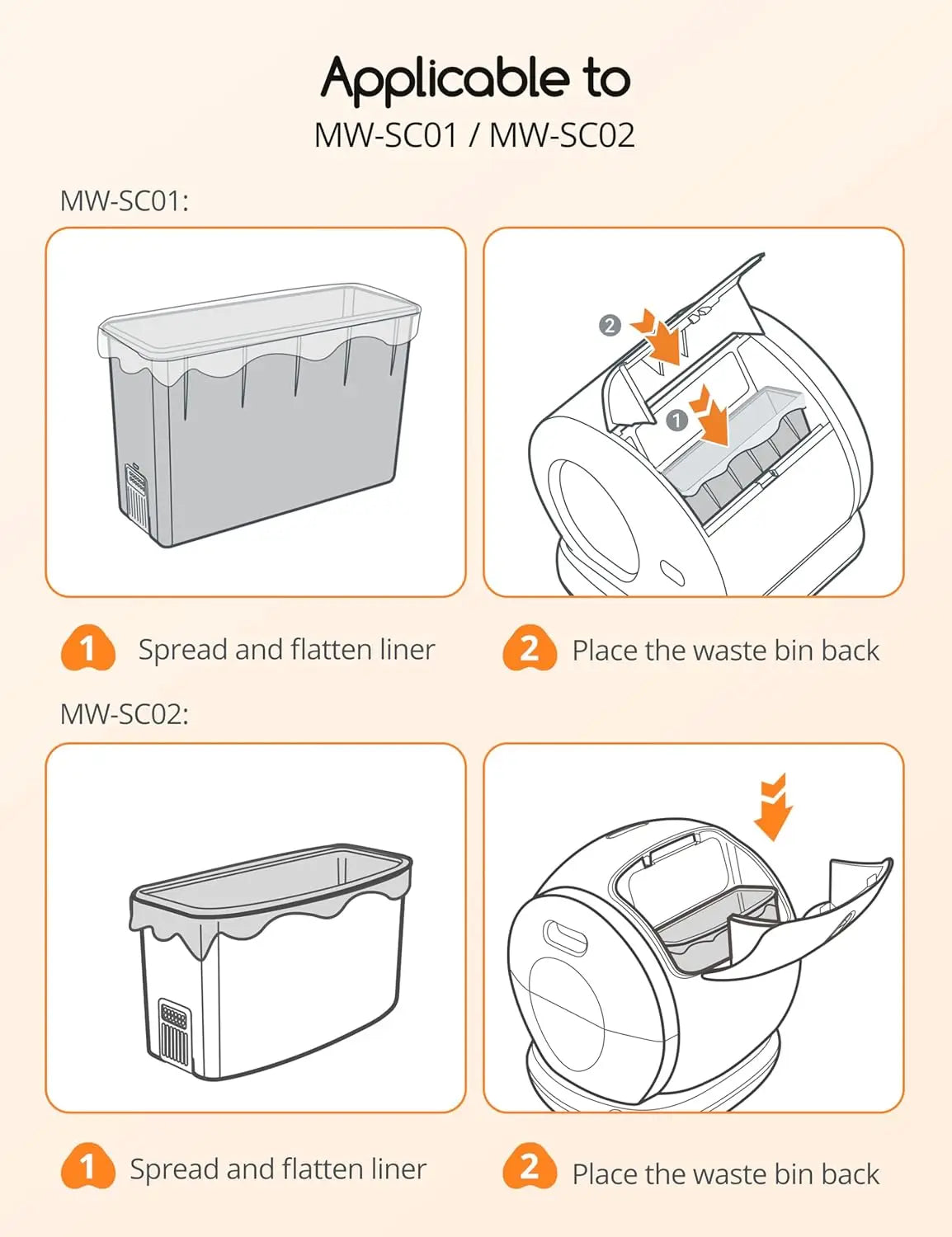 MeoWant Cat Litter Box Liners, Drawstring Receptacles Bags Thickened Waste Bag for MeoWant MW-SC01/SC02/SC09 Automatic Cat Litter Box, 20pcs
