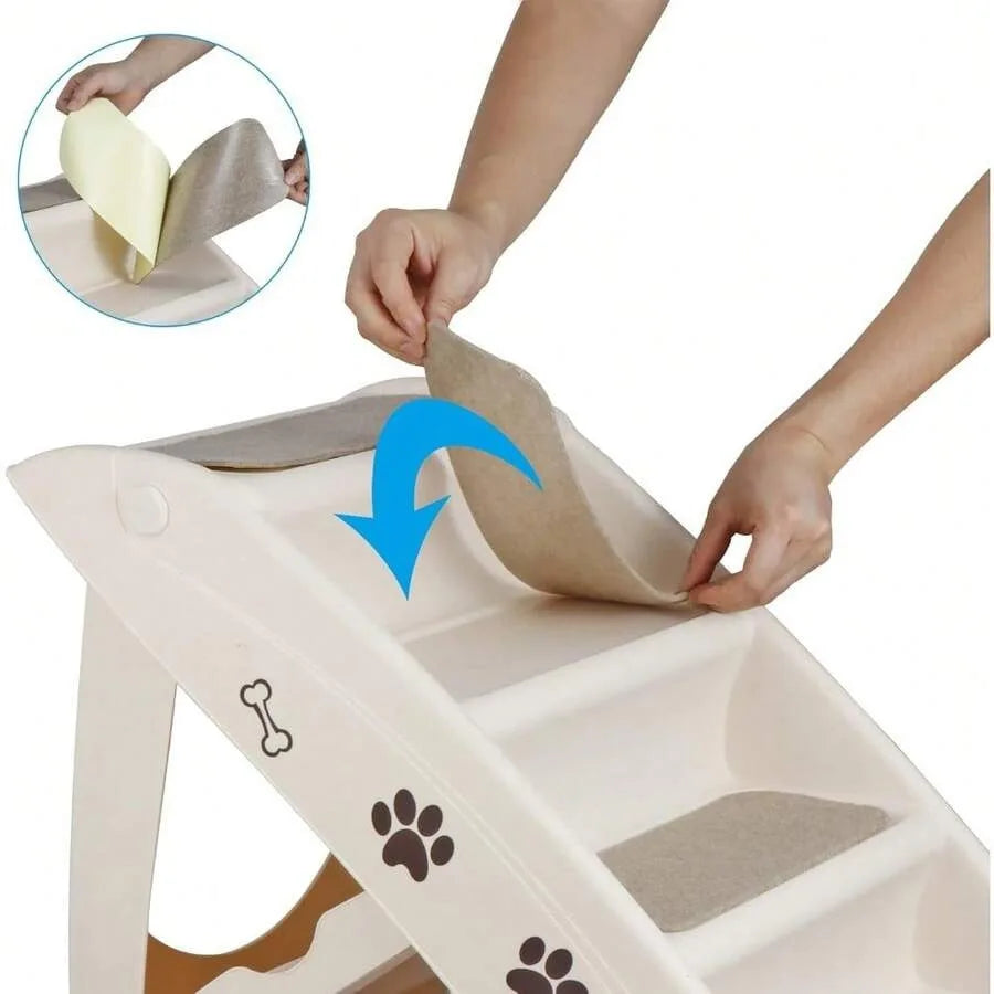【New style】Dog Stairs and Steps For High Beds Folding Pet Ladder For Small Dogs Plastic Anti-Slip Cat Ramp, No Assembly Needed