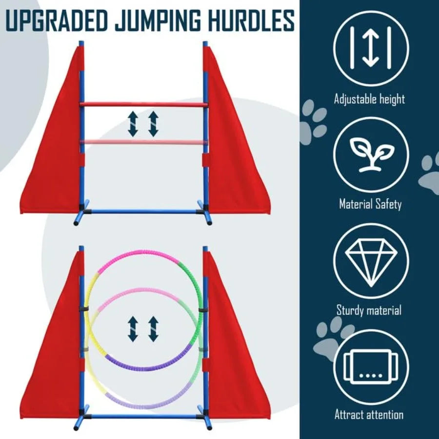 Dog Agility Course Backyard Set, Dog Agility Equipment, Portable Agility Training Equipment for Dogs, Build Dog Obstacle Course