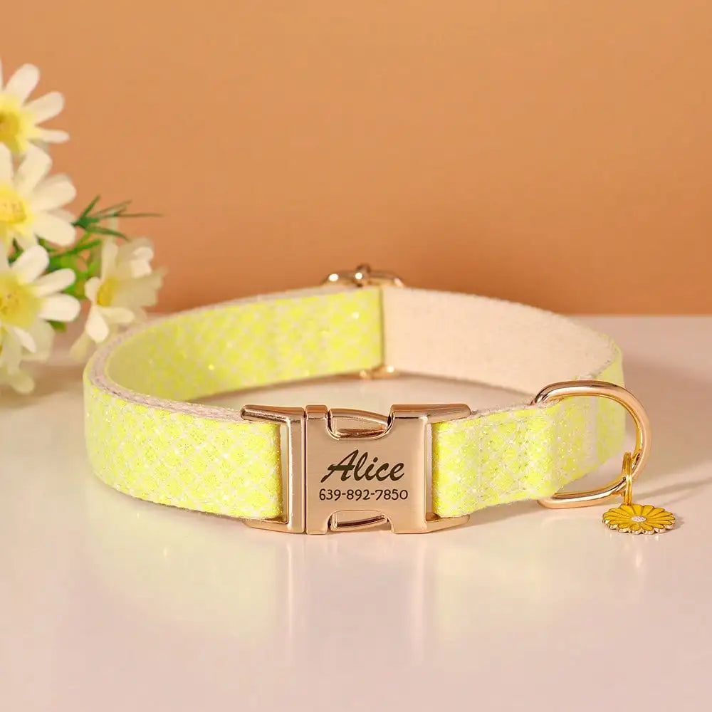 Customized Daisy Pendant Nylon With Engraved ID Tag, Elegant & Cute Pet Collar, Adjustable Anti-Lost Collar, Christmas Gift Supp