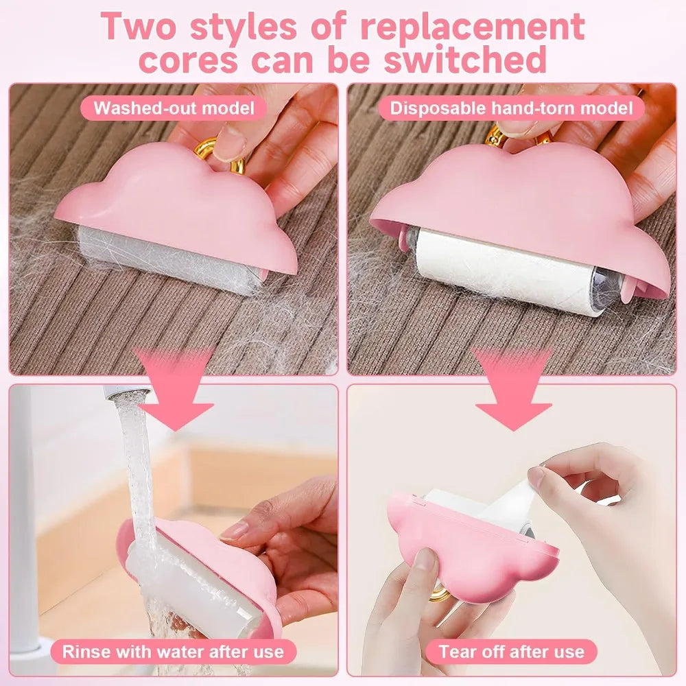 Mini Reusable Lint Roller, Travel Lint Brush with 1 Washable Core & 150 Sheets, Removes Pet Hair & Lint from Clothes, Pink