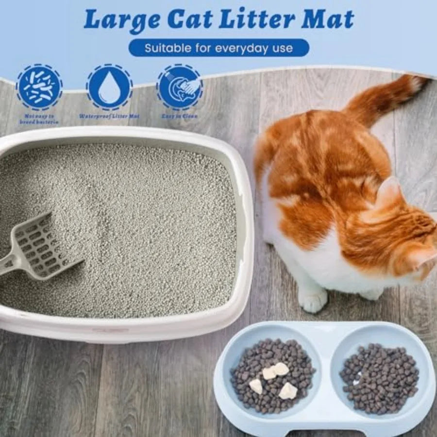 7 Pcs Kitten Litter Box Starter Kit 2 Plastic Small Kitty Litter Box Training Low Entry with Scoop 2 Double Cat Bowl and Mat fo