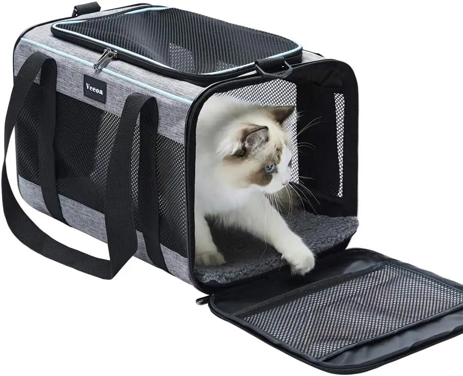 Soft-Sided Pet Carrier for Cats and Small Dogs Up to 16 Lbs, Airline-Approved Travel Bag with Ventilation