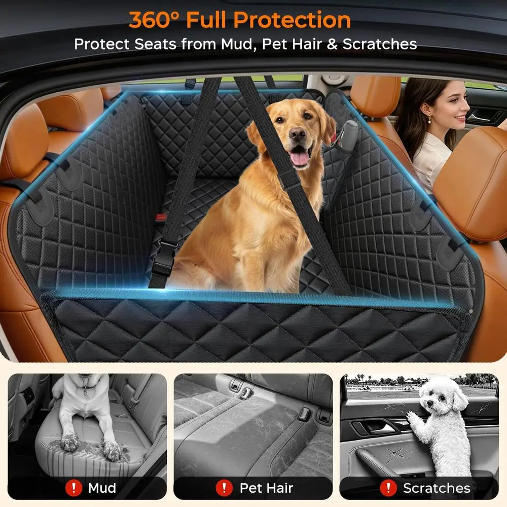 Dog Car Seat Cover or Pets Waterproof Seat Cover Hammock 600D Heavy Duty Scratch Proof Nonslip Durable Spot Back Seat Covers for