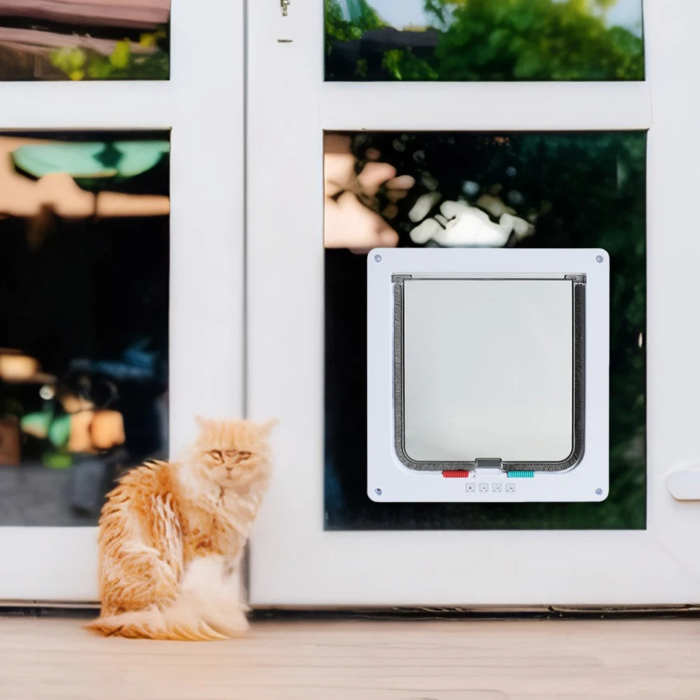 Puppy Kitten Safety In&out Pet Door with 4 Way Security Lock Dog Cat Flap Door Cat Puppy Safety Gate Pet Doors and Sliding Door