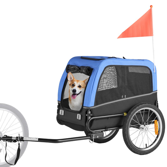 SucceBuy Dog Bike Trailer Pet Cart Bicycle Carrier for Small&Medium Dogs with Quick Release Wheel Universal Bicycle Coupler Flag