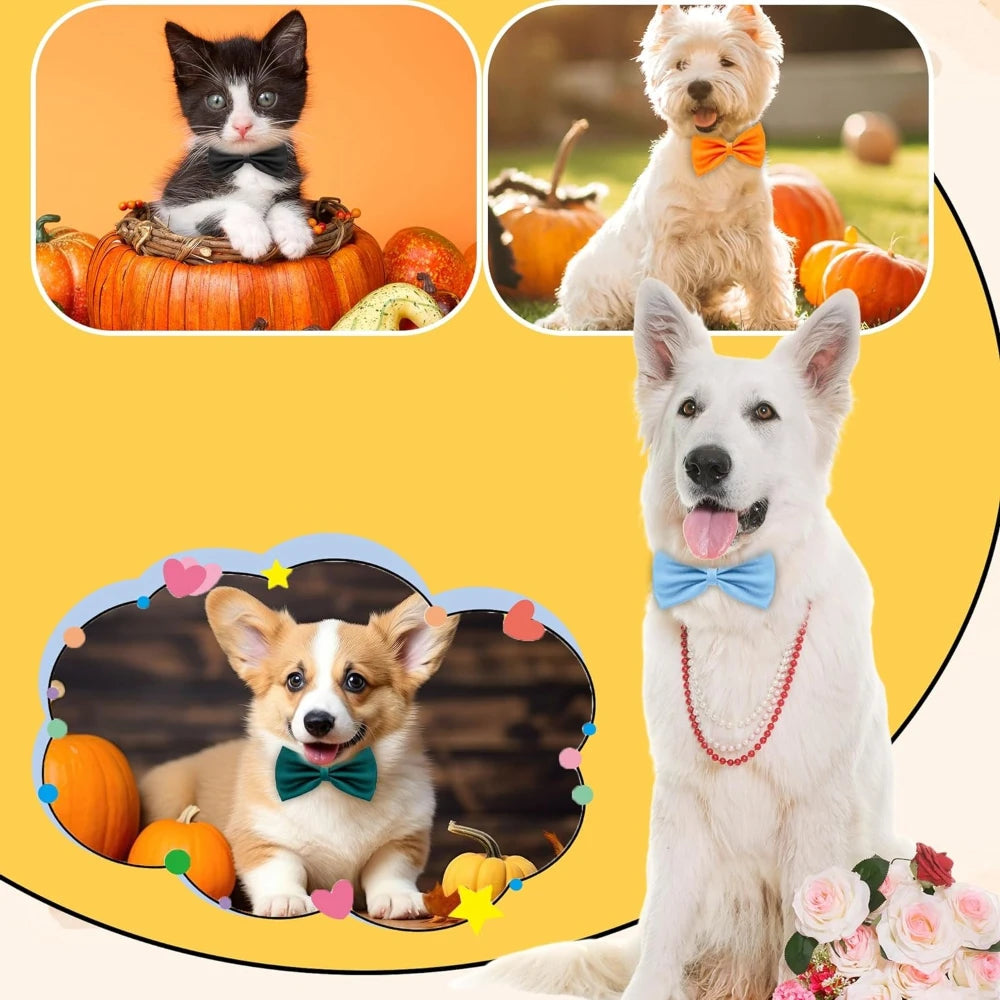 50 Pcs Dog Bow Ties Collar Christmas Adjustable Pet Bowtie Cat Neckties Bulk for Small Medium Puppy Cats Grooming Accessories