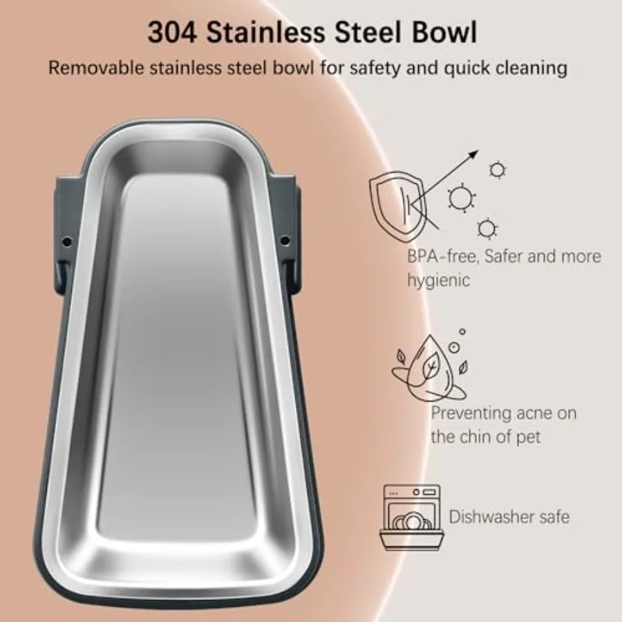 Automatic Dog and Cat Food Feeder and Water Dispenser Set with Stainless Steel Bowls Gravity Pet Food and Water Feeders 100 BPA